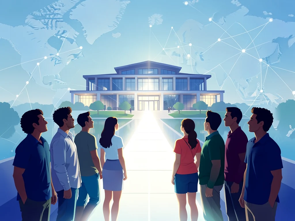 Students aspiring to global leadership, guided towards educational opportunities.