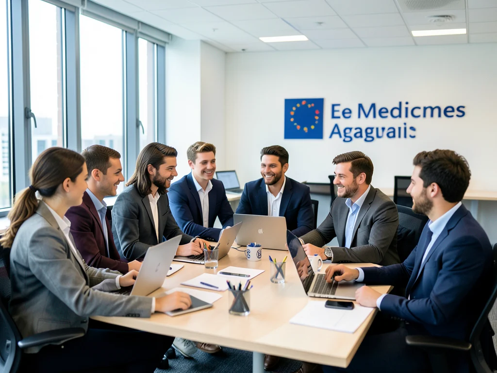 Young professionals working together at the European Medicines Agency.