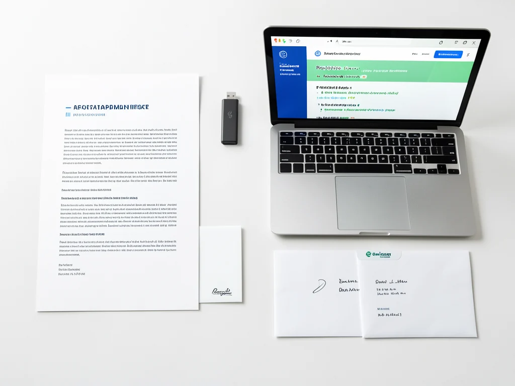 Flat lay of application materials including resume, writing samples, and references.