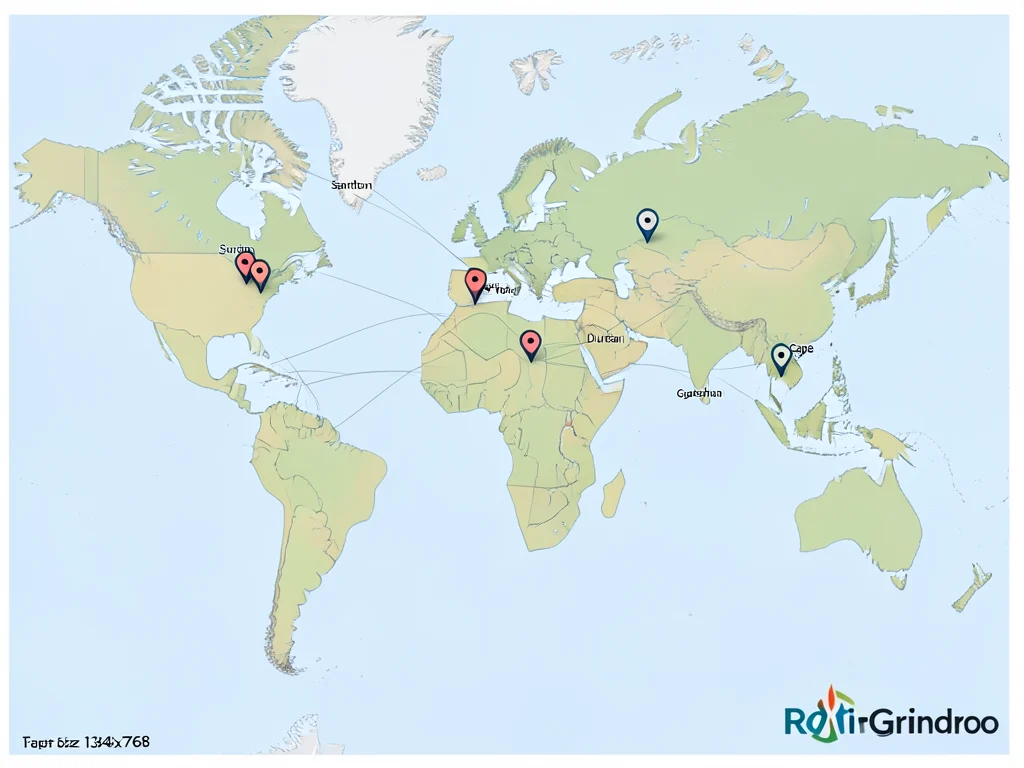 Map of South Africa showing key Rohlig-Grindrod office locations for the internship program.