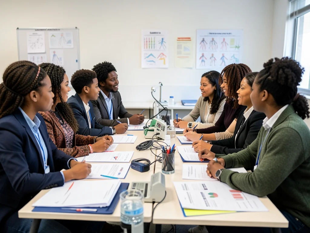 Young graduates collaborating in a medical research setting.