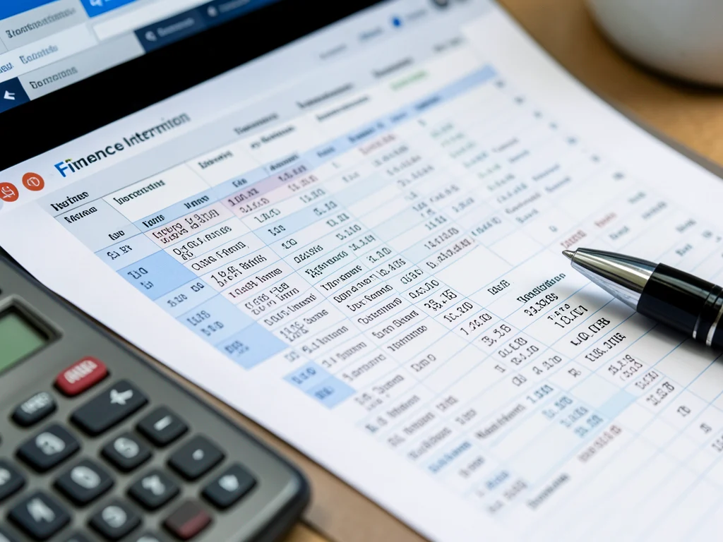Financial data displayed on a spreadsheet, representing finance work.