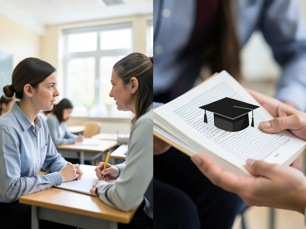Student teacher receiving mentorship and pursuing educational qualifications.
