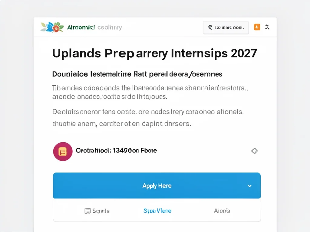 Screenshot of the online application form for Uplands Preparatory Internships.