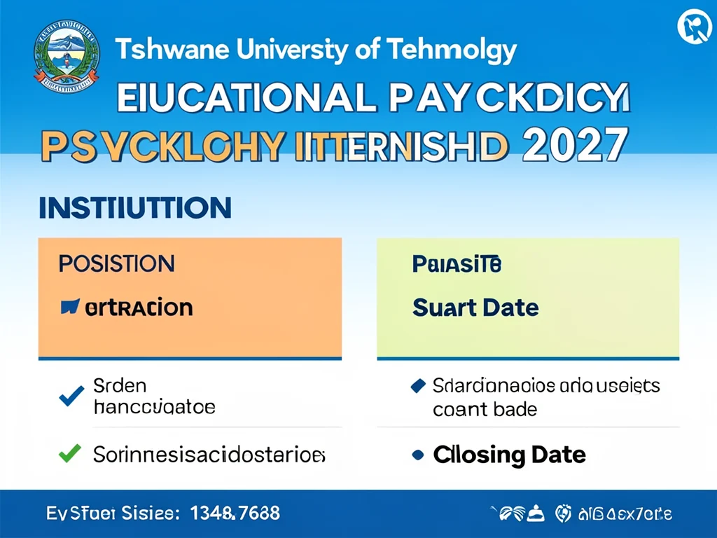 Infographic detailing key information about the TUT Educational Psychology Internship 2027.