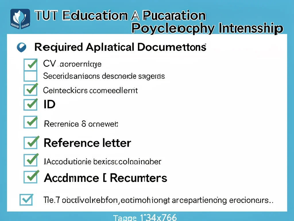 Checklist of required documents for the TUT Educational Psychology Internship application.