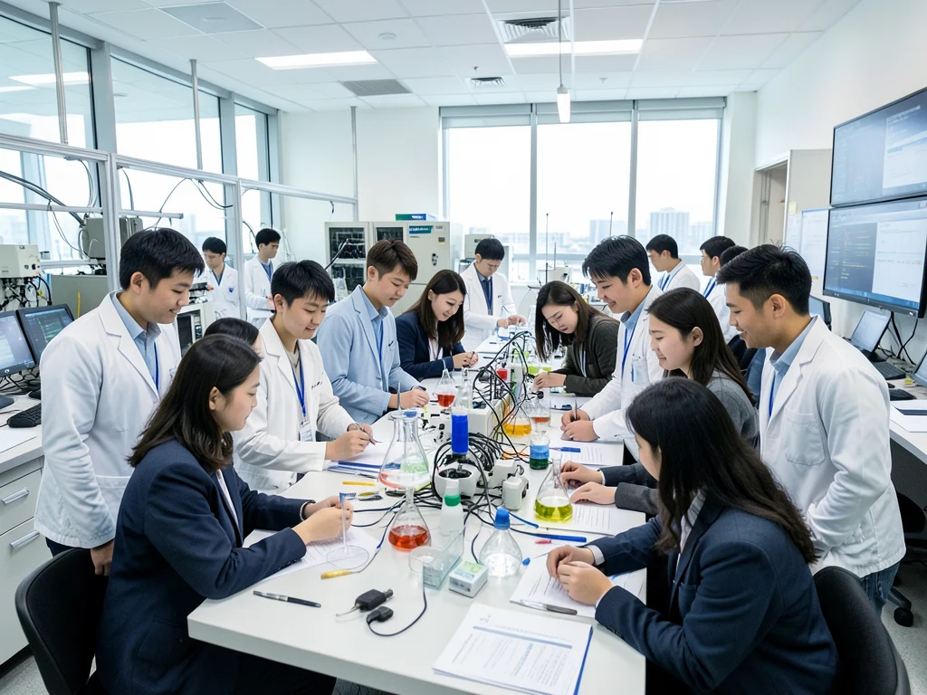 International students engaged in scientific research at KAIST.