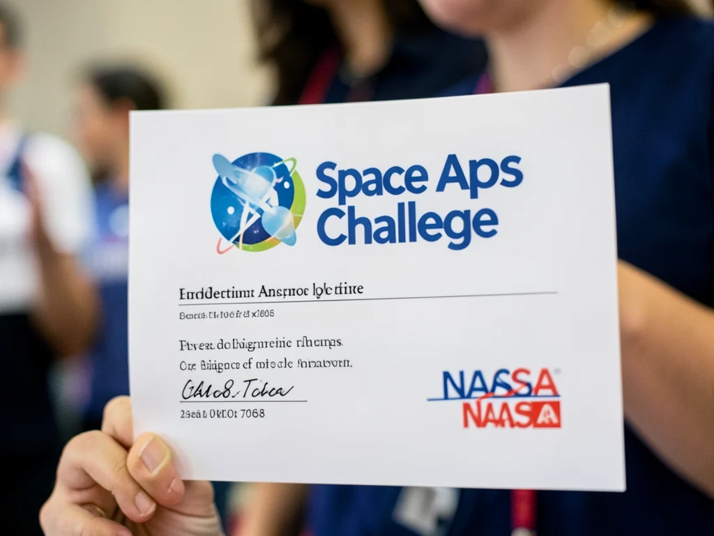 A NASA Space Apps Challenge participant certificate.