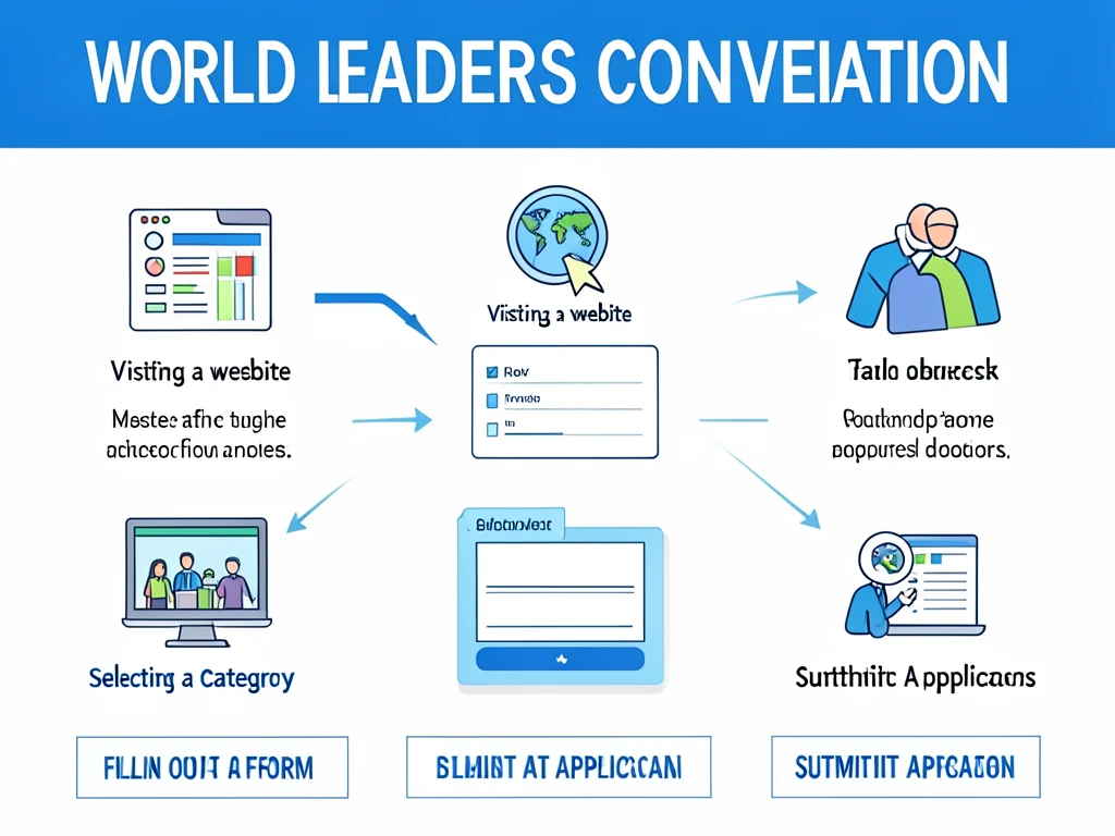 Infographic detailing the steps to apply for the World Leaders Convention 2027.