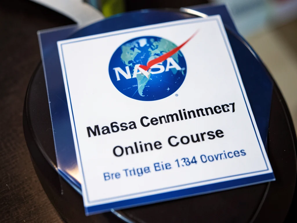 Digital badge and certificate awarded by NASA for completing online courses.