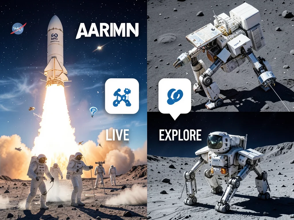 Visual elements representing NASA's Artemis missions and the Illinois Space Tech Academy modules.