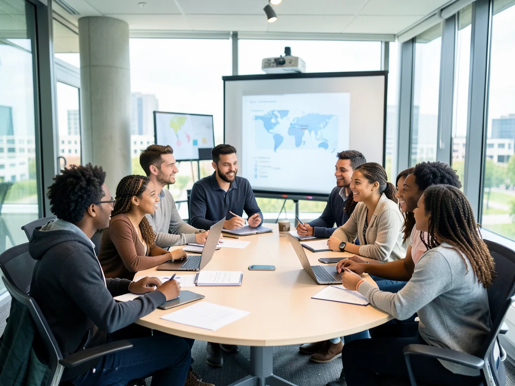 Young leaders from diverse backgrounds participating in a global summit.