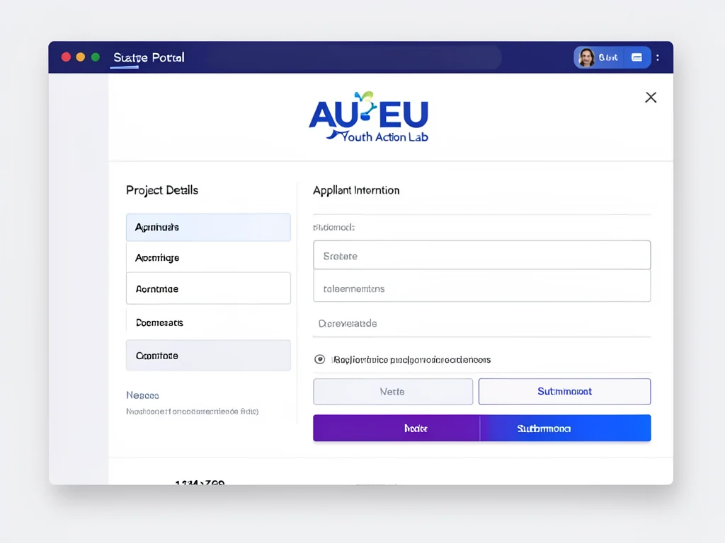 Online application portal for the AU-EU Youth Action Lab Grant.