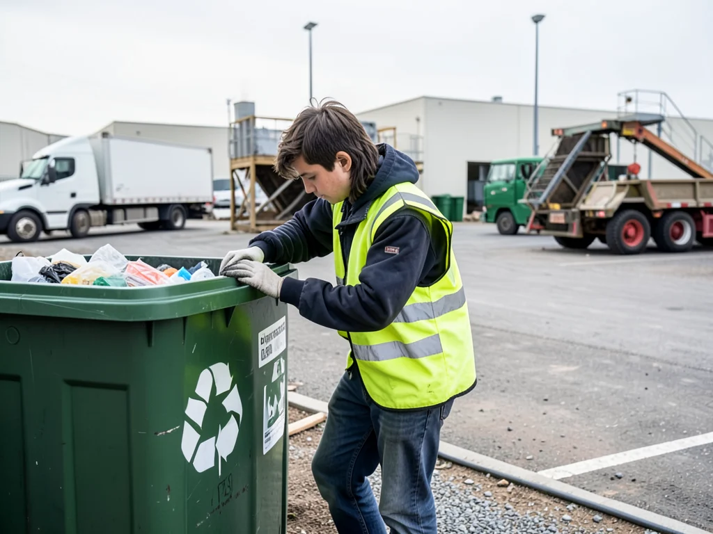 Intern auditing a Pikitup site, demonstrating practical waste management tasks.