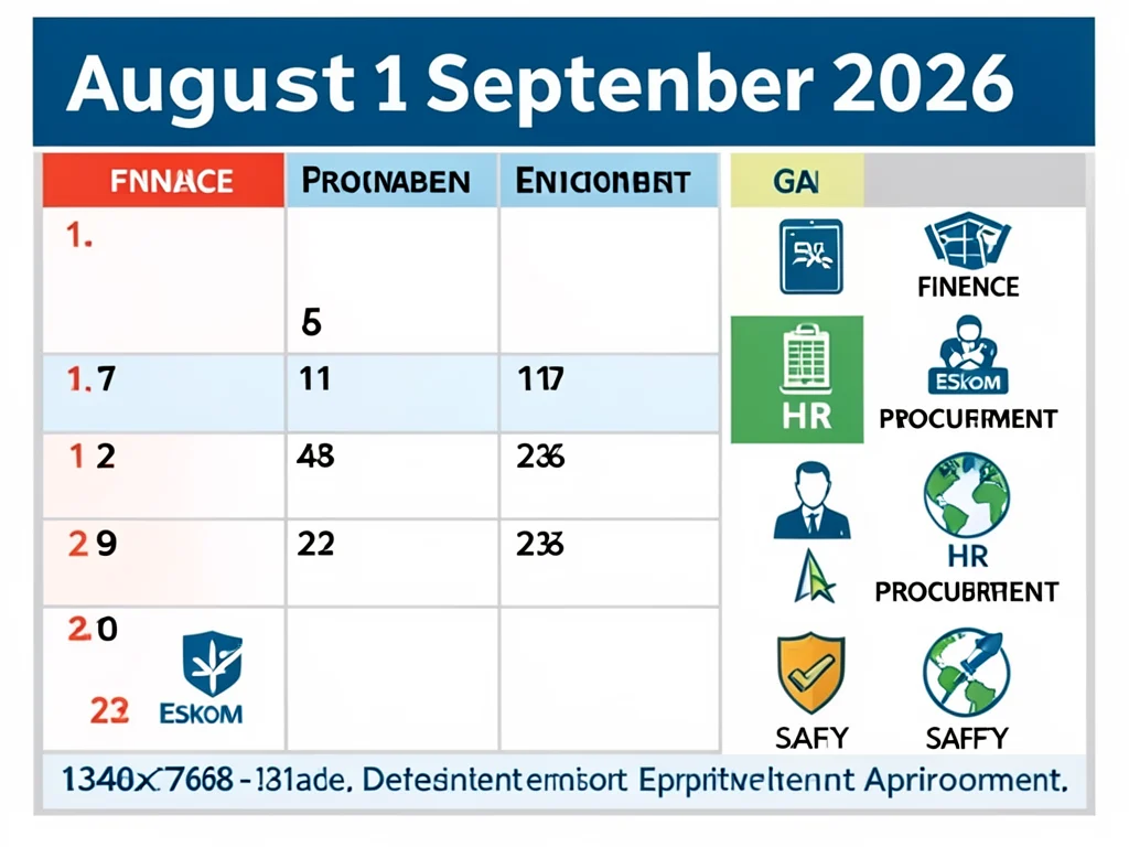 Calendar highlighting key application deadlines for Eskom Graduate in Training Programme.