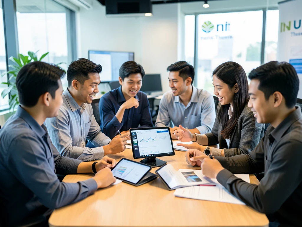 Young professionals working together in a UNICEF Thailand office.