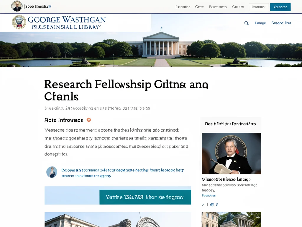 Screenshot of the George Washington Presidential Library's fellowship information page.