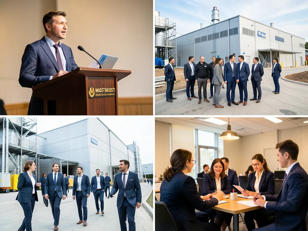 Montage of program activities including expert talks, facility tours, and networking.
