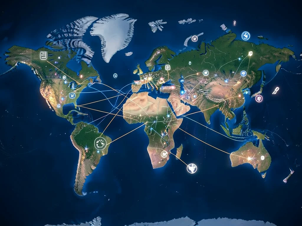 Global network of participants connected for the NASA Space Apps Challenge.