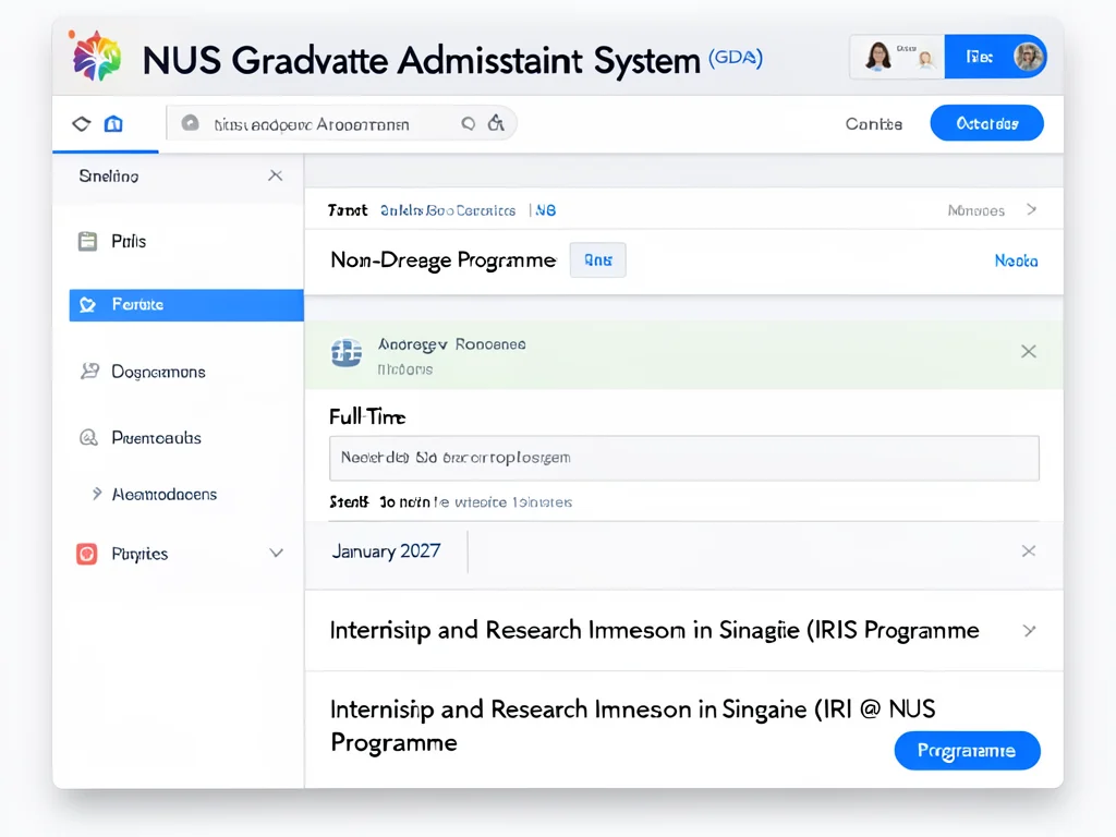 Navigating the NUS Graduate Admission System to apply for IRIS.