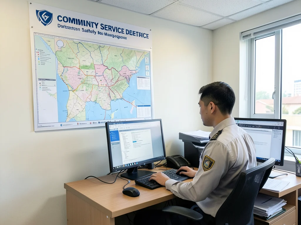 A scene representing the Disaster Safety Management internship within a community services department.
