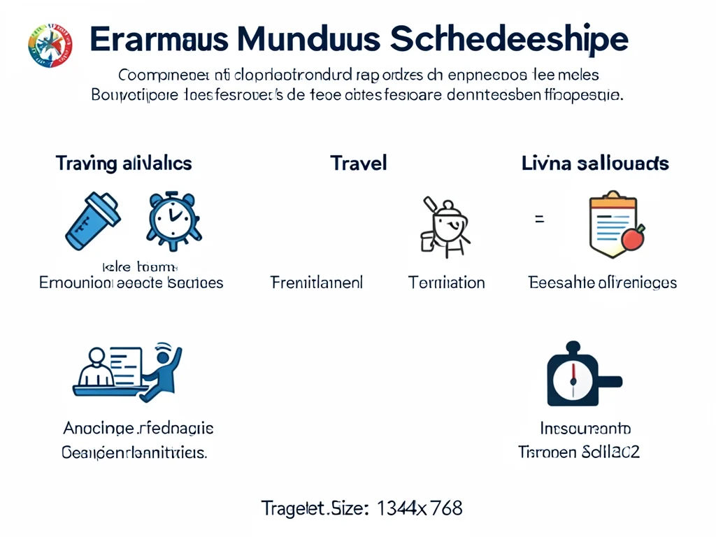 Infographic showing the benefits covered by the Erasmus Mundus Scholarship.