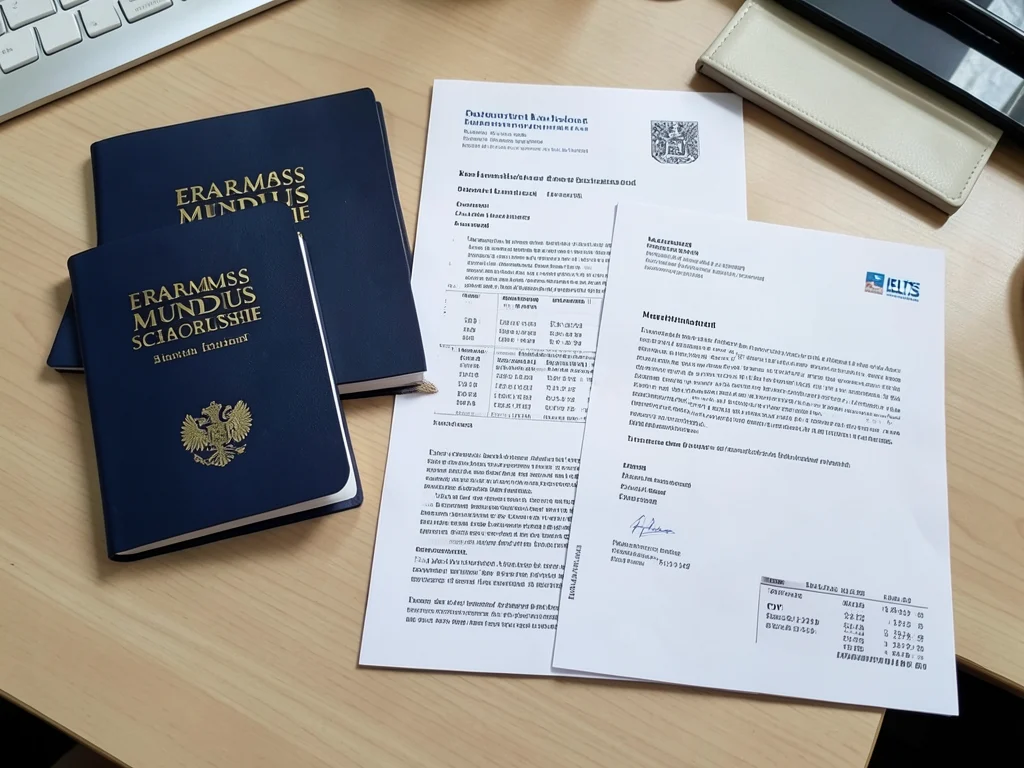 Collection of documents required for Erasmus Mundus Scholarship application.