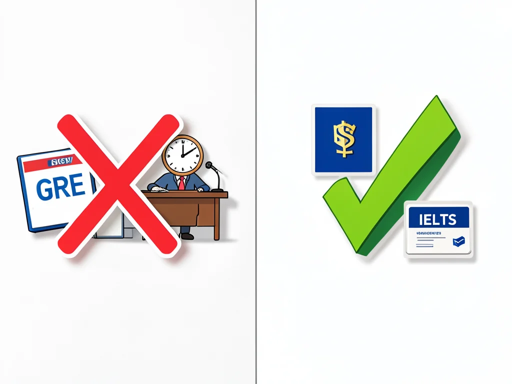 Visual representation of requirements that are not needed versus those that are generally required for the Erasmus Mundus Scholarship.