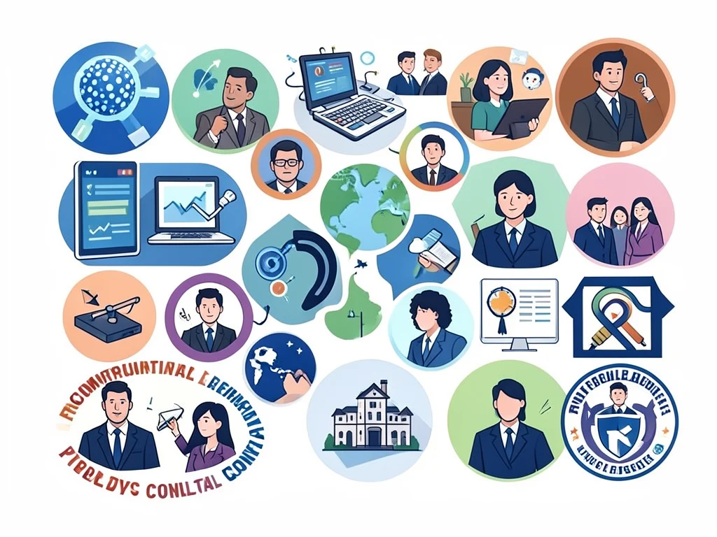 Icons representing diverse fields relevant to the AINBI council.