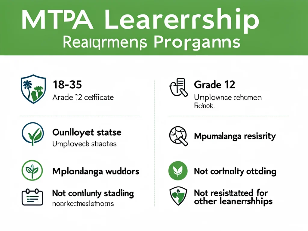 Infographic detailing the key requirements for the MTPA Learnership Programme.