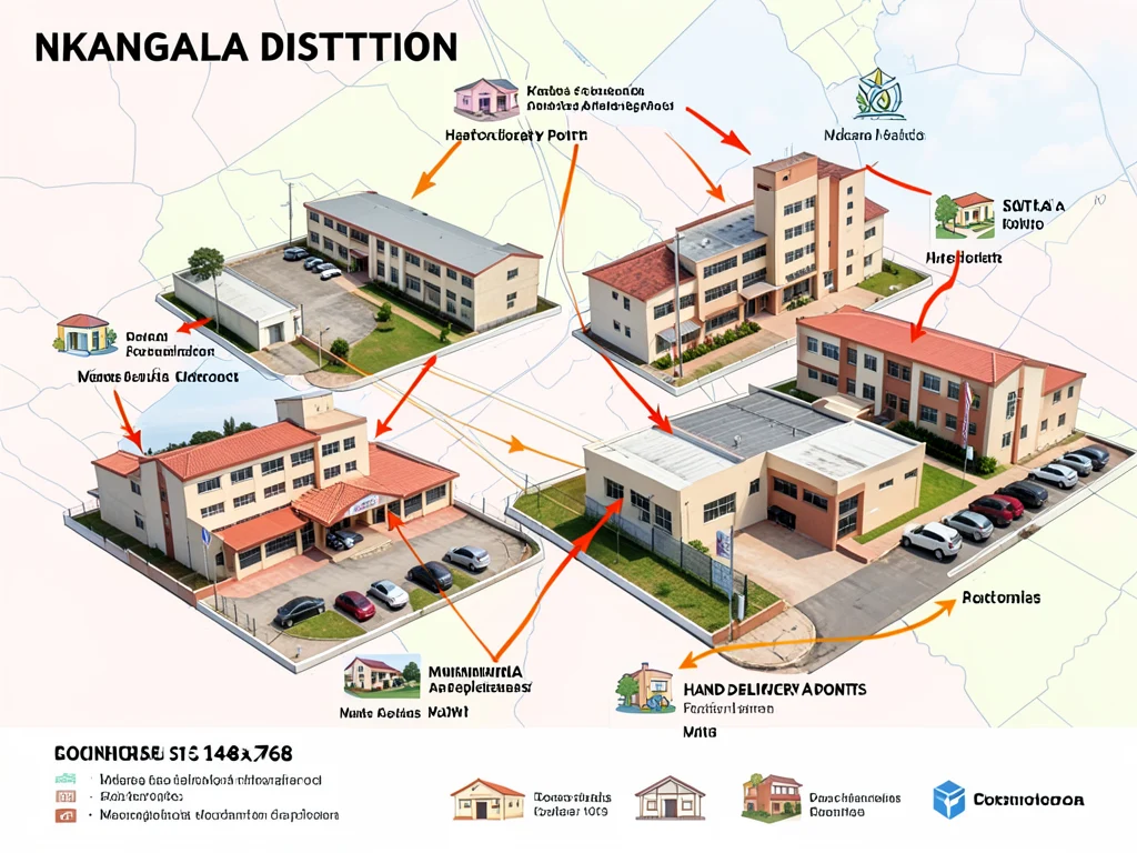 Map indicating submission points for internship applications across Nkangala District.