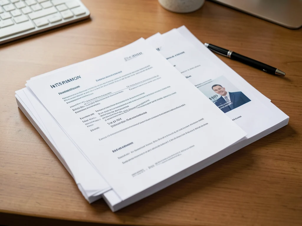 Stack of application forms and supporting documents.
