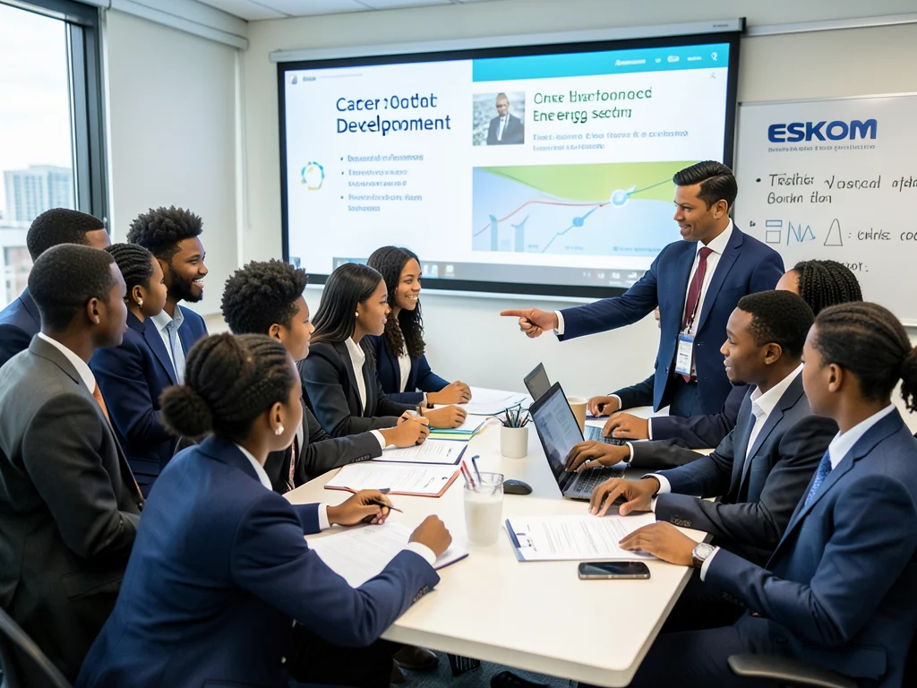 Young interns participating in a career development workshop at Eskom.
