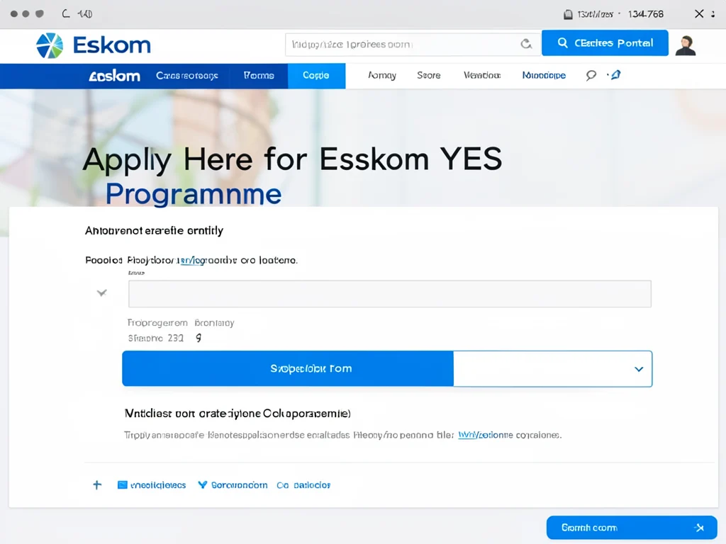 Screenshot of the Eskom careers portal showing the application link for the YES Programme.