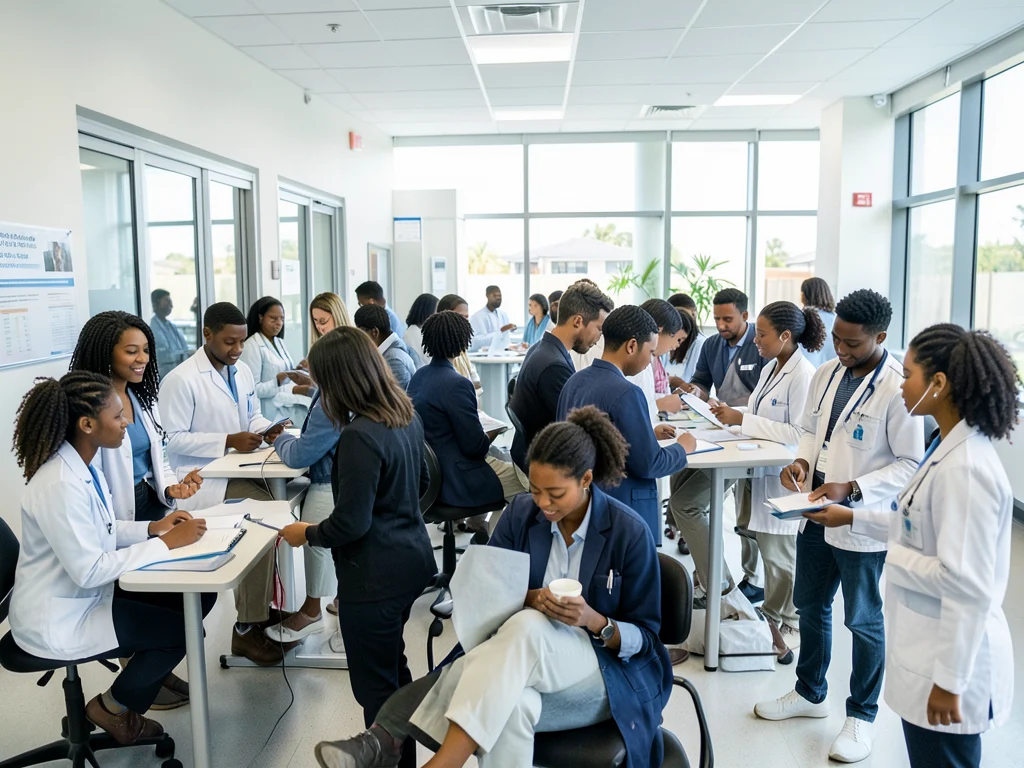 Graduates gaining practical experience in different healthcare roles.