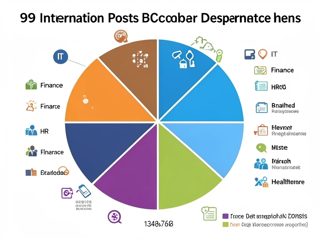 Distribution of 99 internship posts across various departments.