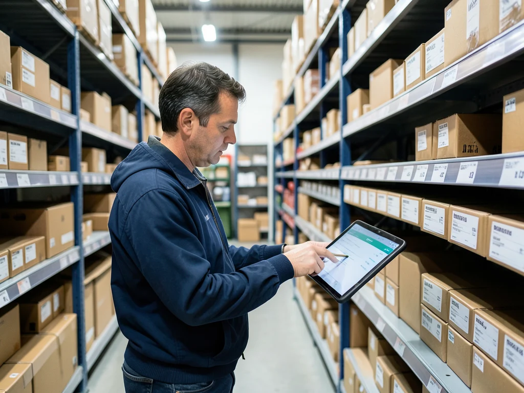 Inventory management in a warehouse setting.