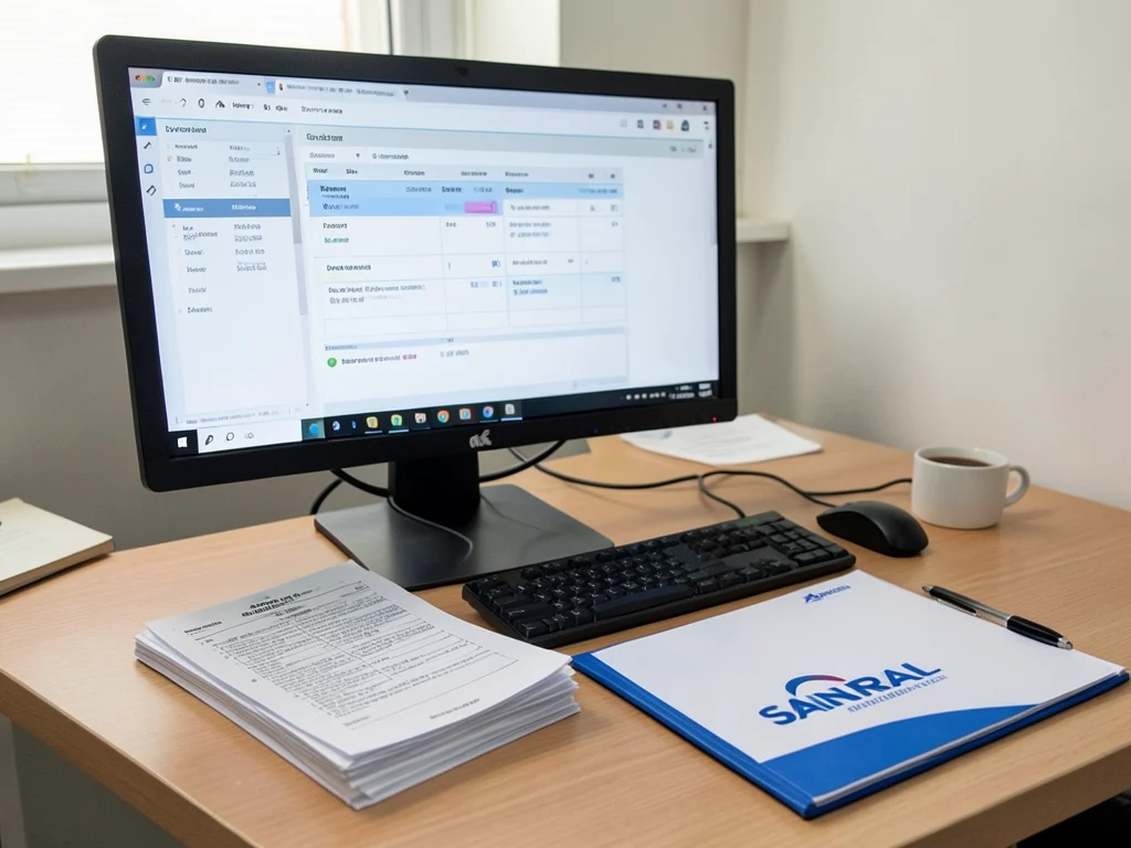 Documentation and reporting in a logistics office.