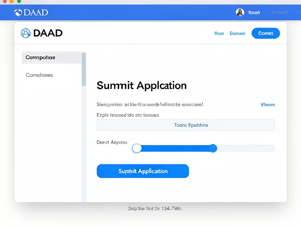 Screenshot of the DAAD portal showing the application submission interface.