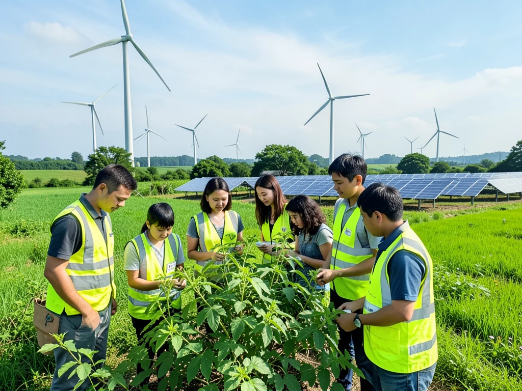 Interns engaged in environmental and sustainability work.