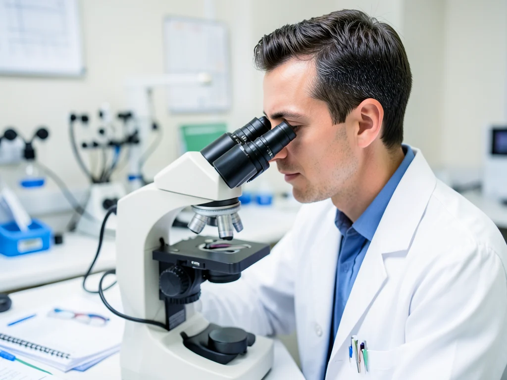 A scientist conducting research in a medical laboratory.
