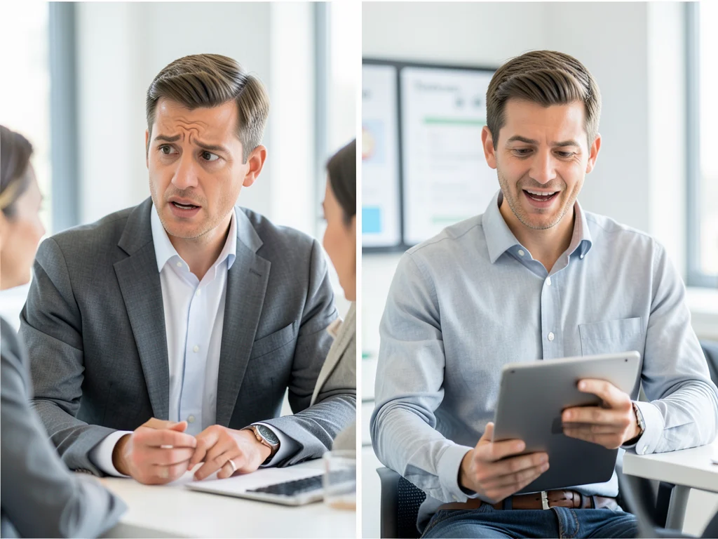 Consultant actively listening to a customer and then explaining a solution.