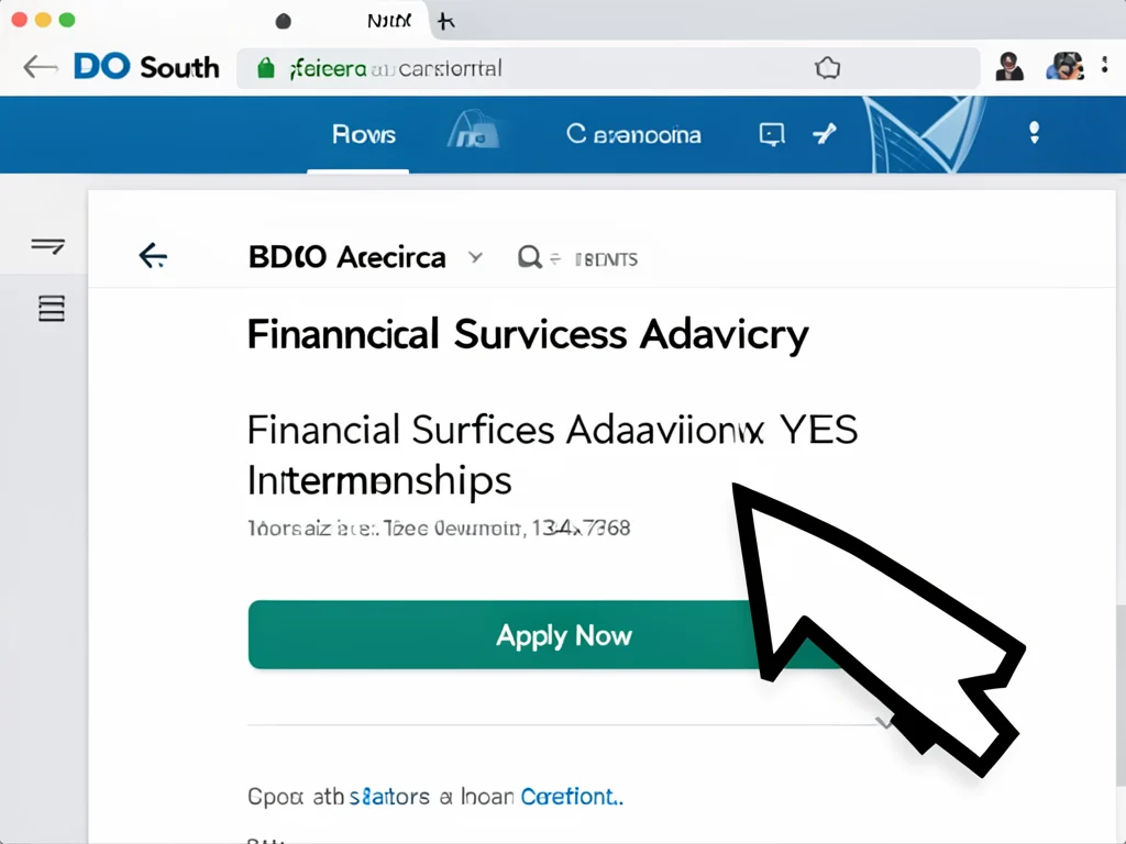 Screenshot of the BDO South Africa careers portal with the apply button highlighted.