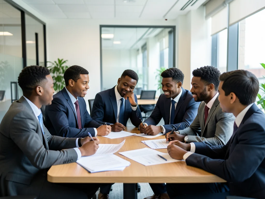 Young South African graduates collaborating in a professional office environment.