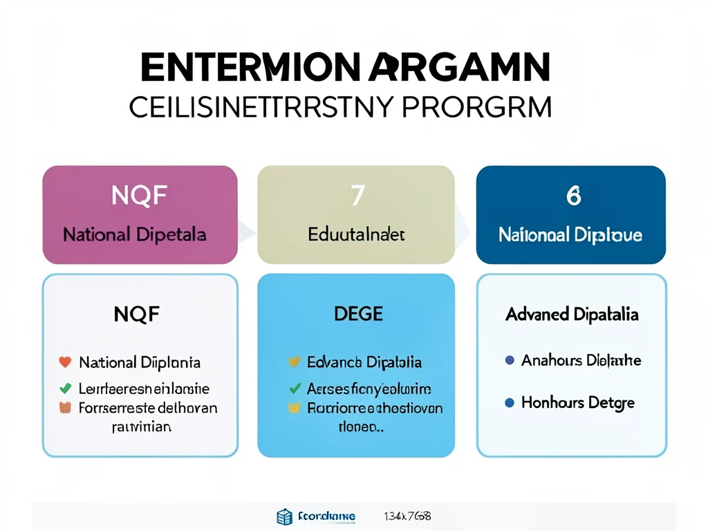 Visual representation of NQF levels and corresponding qualifications for internship eligibility.
