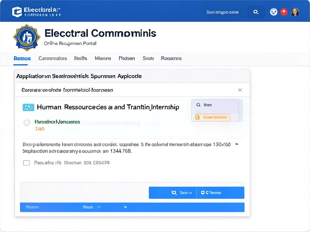 Electoral Commission's online recruitment portal for internship applications.