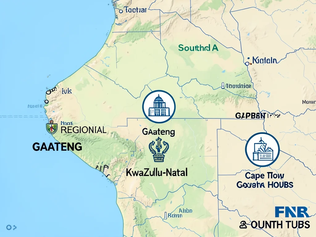 Map of South Africa showing the programme locations: Gauteng, KwaZulu-Natal, and Cape Town.