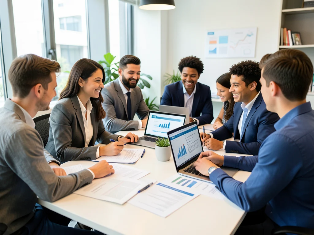 Young professionals collaborating in an HR office environment.