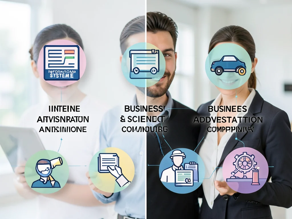 Icons representing academic fields for the internship.