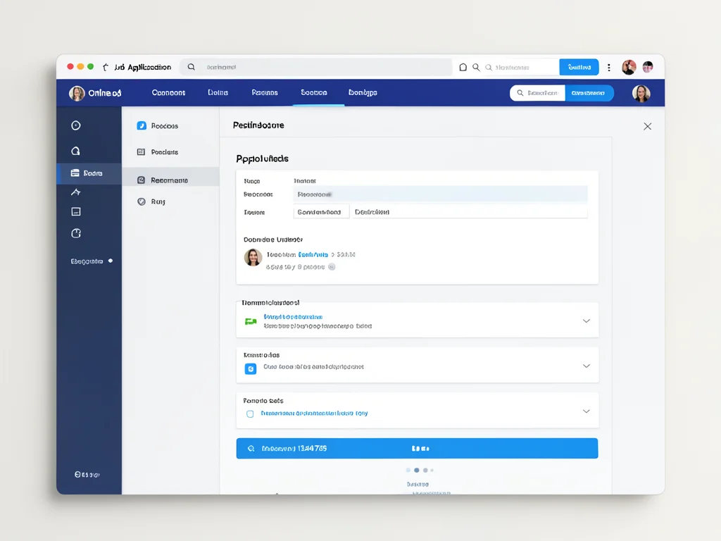 Online job application portal interface.